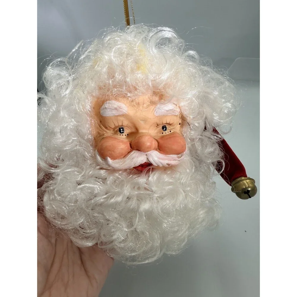 Vintage Santa Claus Head Christmas Ornament Large 6